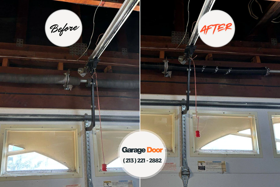 Before and after: garage door repair Brentwood, MD
